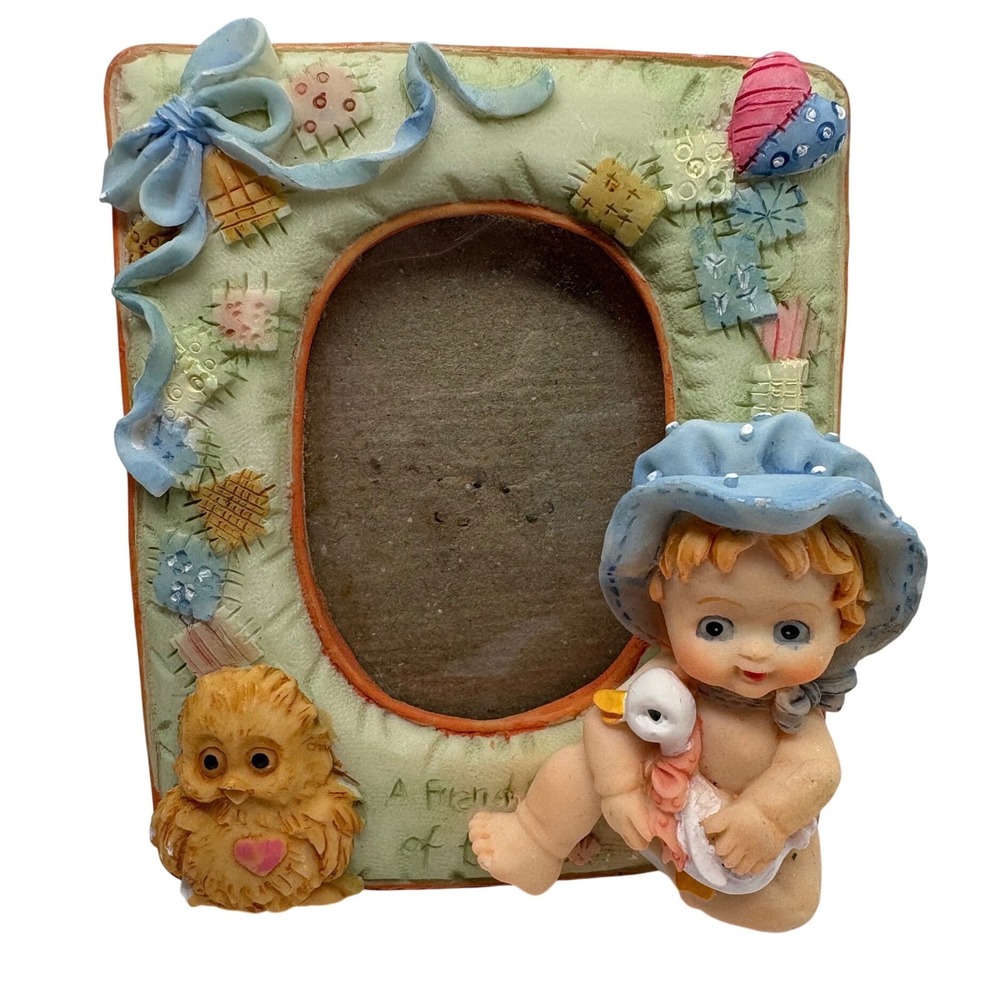 Baby Owl Duck 3D Resin Picture Frame Patchwork Cottagecore 4" New Mom Gift